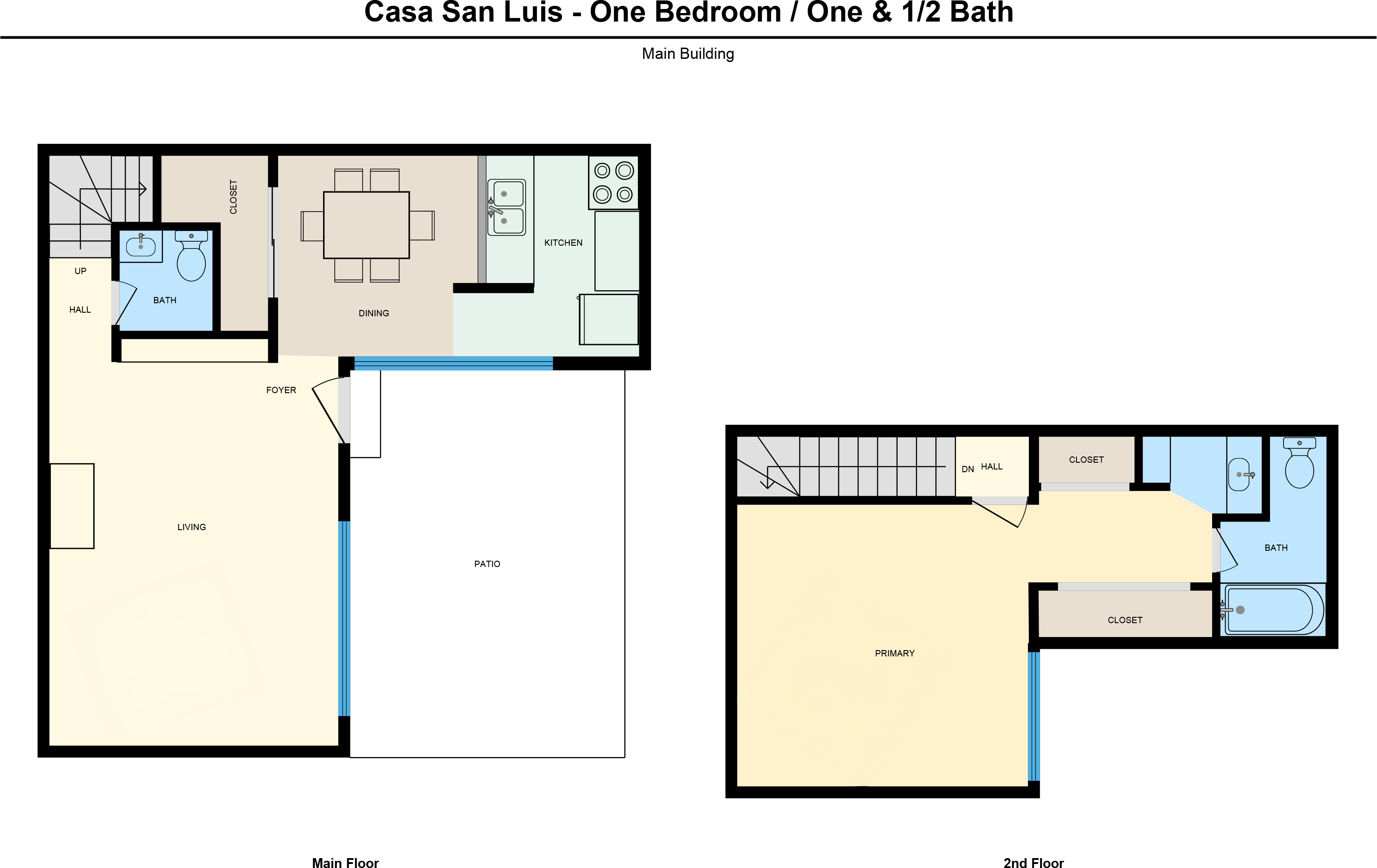 A1 floor plan - 1 bed 1 bath - 705 sq ft
